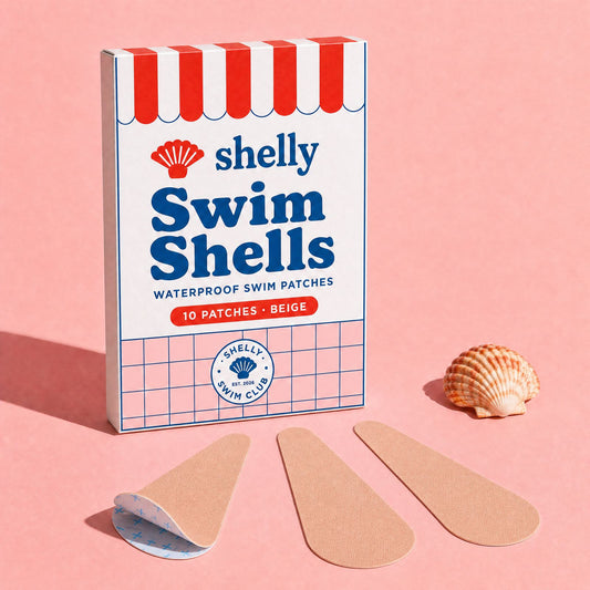 Shelly Swim Shells box with beige swim patches